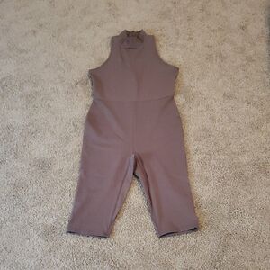 Wild Fable Butter Bliss Brown Sleeveless Cropped Mock Neck Jumpsuit Size M